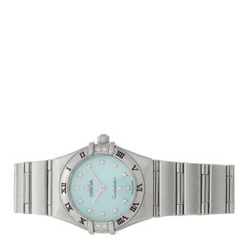 OMEGA Stainless Steel Diamond Bezel Blue Mother of Pearl 22mm Constellation Quartz Watch 1567.86