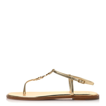 CHRISTIAN DIOR Laminated Calfskin C'est Dior Sandals 37.5 Light Gold