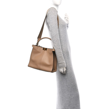FENDI Vitello Seta Nabuck Pequin Medium Peekaboo X-Lite Cuoio Tabacco Moro