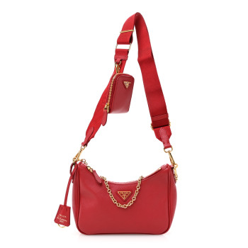 PRADA Saffiano Lux Re-Edition 2005 Shoulder Bag Fuoco