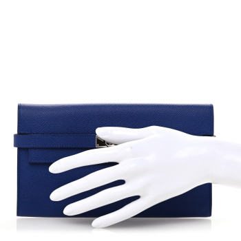 HERMES Epsom Kelly Longue Wallet Bleu Electrique