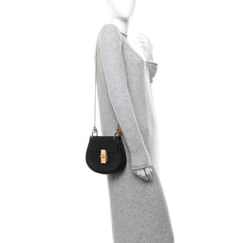 CHLOE Grained Lambskin Mini Drew Shoulder Bag Black