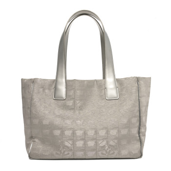 CHANEL Metallic Nylon Travel Tote Silver