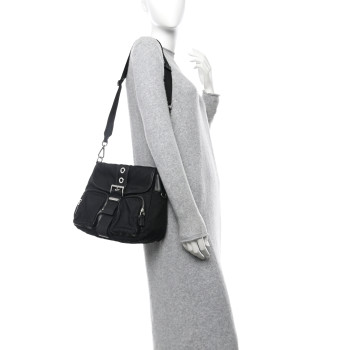 PRADA Nylon Saffiano Vela Messenger Bag Black
