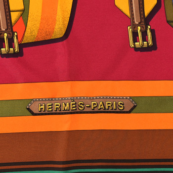 HERMES Silk Les Sangles Scarf 90