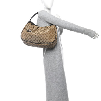 GUCCI Monogram Medium Sukey Hobo Dark Brown