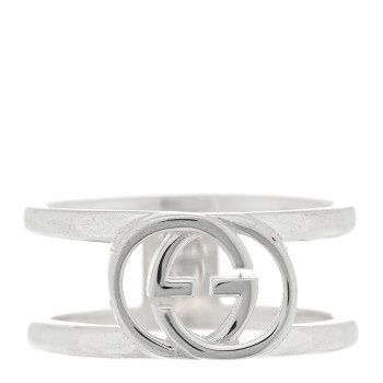 GUCCI Sterling Silver 9mm Interlocking G Open Band Ring 57 8