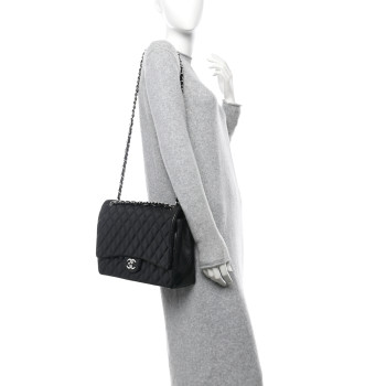 CHANEL Lambskin Quilted Maxi Double Flap Black