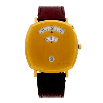 GUCCI Stainless Steel Calfskin 38mm Grip Quartz Watch Burgundy