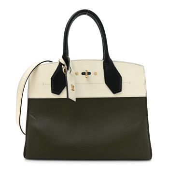 LOUIS VUITTON Taurillon City Steamer MM  Kaki Creme Black