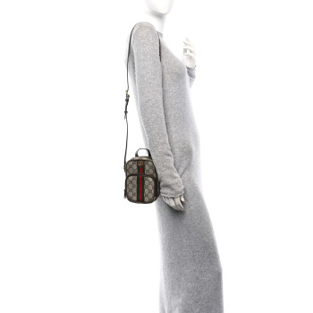GUCCI GG Supreme Monogram Web Mini Ophidia Double Zip Messenger Bag Beige New Acero