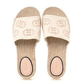 GUCCI Canvas Interlocking G Damita Espadrille Sandals 38 Natural