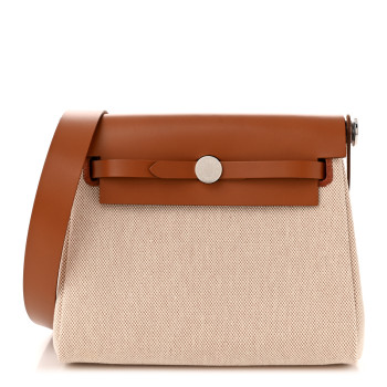 HERMES Military Toile Vache Hunter Herbag Zip Retourne 20 Ecru Beige Fauve