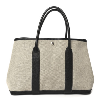 HERMES Toile Buffle Skipper Garden Party 36 MM Tote Black