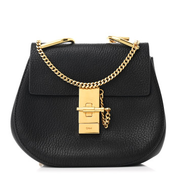 CHLOE Grained Lambskin Mini Drew Shoulder Bag Black