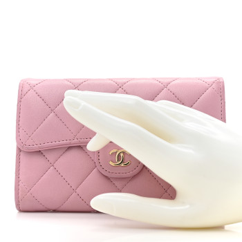CHANEL Lambskin Quilted Medium Flap Wallet Pink