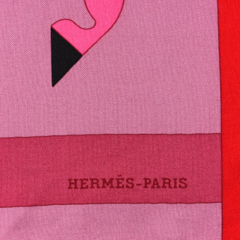 HERMES Cashmere Silk Rocabar Shawl 140 Rouge Rose Parme