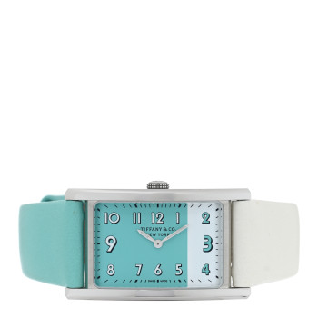 TIFFANY Stainless Steel Calfskin 22mm East West 2-Hand Quartz Watch Tiffany Blue