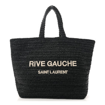 SAINT LAURENT Raffia Rive Gauche Tote Black
