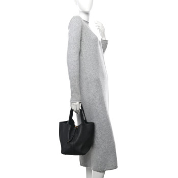 HERMES Taurillon Clemence Picotin Lock 22 MM Black