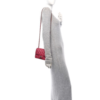 CHANEL Lambskin Quilted Mini Square Flap Pink