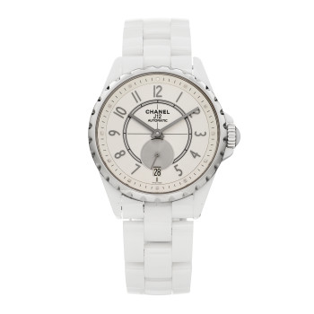 CHANEL Stainless Steel Ceramic 38mm J12 Chrono Automatic Watch White
