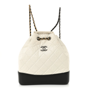 CHANEL Aged Calfskin Quilted Small Gabrielle Backpack Black White