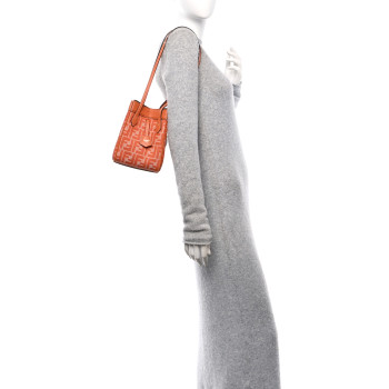 FENDI Jacquard FF Effect Denim Calfskin Mini Fendi Origami White Tangerine