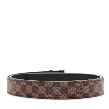 LOUIS VUITTON Calfskin Damier Ebene 25mm LV Iconic Reversible Belt 80 32 Black