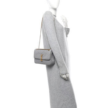 SAINT LAURENT Jersey Wool Patchwork Monogram Medium Jamie Grey