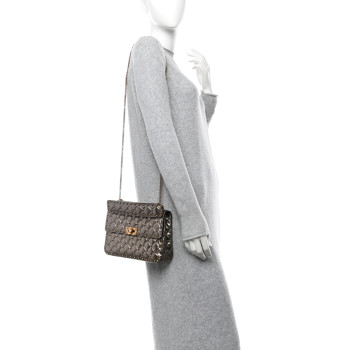 VALENTINO GARAVANI Metallic Lambskin Medium Rockstud Spike Shoulder Bag Sasso