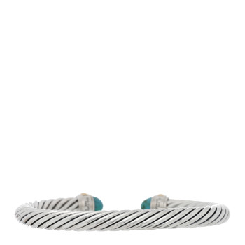 DAVID YURMAN Sterling Silver 14K Yellow Gold Turquoise 7mm Cable Classics Bracelet
