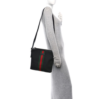 GUCCI Techno Canvas Web Messenger Bag Black