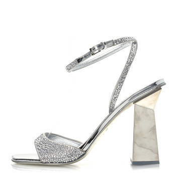 VALENTINO GARAVANI Crystal Embellished 90mm Sandals 38 Silver
