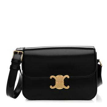 CELINE Shiny Calfskin Medium Triomphe Black