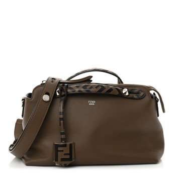 FENDI Vitello Dolce Bi-Color FF 1974 Embossed Medium By The Way Boston Bag Maya Black