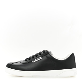 CHANEL Calfskin CC Womens Sneakers 37 Black