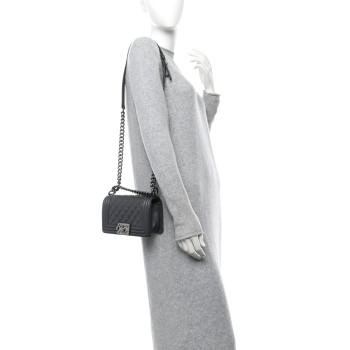 CHANEL Calfskin Quilted Small Boy Flap Dark Grey
