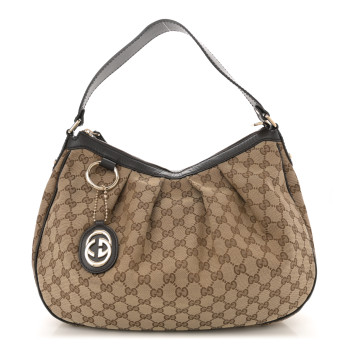 GUCCI Monogram Medium Sukey Hobo Dark Brown