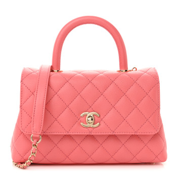 CHANEL Caviar Quilted Mini Coco Handle Flap Pink