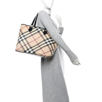 BURBERRY Nova Check Large Nickie Tote Black