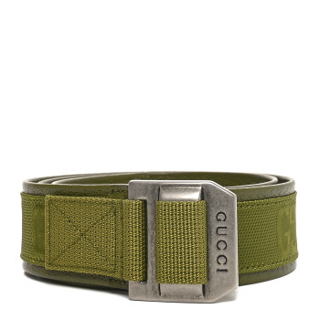GUCCI Econyl Nylon Monogram Off The Grid Belt Logo Buckle Belt 80 32 Juniper Green