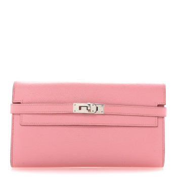 HERMES Epsom Kelly Longue Wallet Rose Confetti