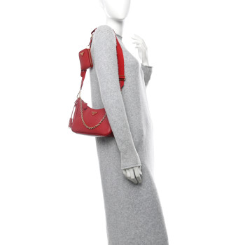 PRADA Saffiano Lux Re-Edition 2005 Shoulder Bag Fuoco