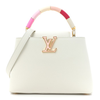 LOUIS VUITTON Taurillon Lambskin Calfskin Capucines BB Snow White