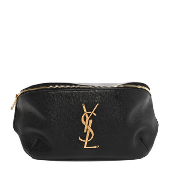 SAINT LAURENT Grain De Poudre Monogram Belt Bag Black