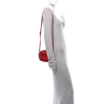 CELINE Calfskin Quilted Small C Charm Bag Red