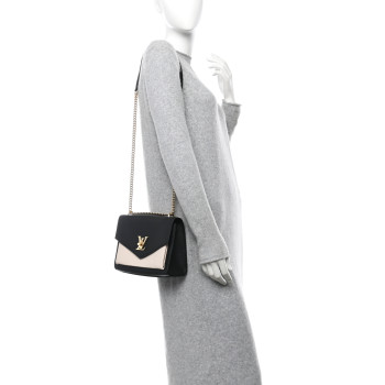 LOUIS VUITTON Soft Calfskin Mylockme Chain Bag BB Black Creme