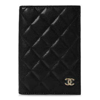 CHANEL Caviar Quilted Passport Holder Black