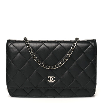 CHANEL Lambskin Quilted Wallet On Chain WOC Black
